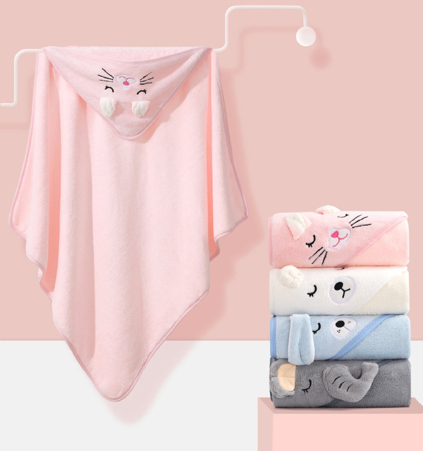 BABYDISE Sleepy Animals Baby Bath Towel